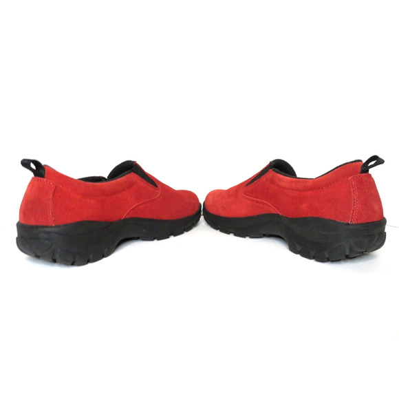 Lands End Men’s Shoes Red Suede Leather Casual Moc Elastic Slip Ons Size 9.5 - Picture 4 of 10